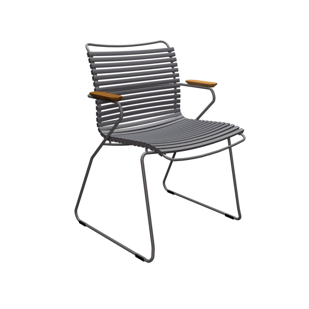 Крісло Click Dining Chair Bamboo Armrests Dark Grey