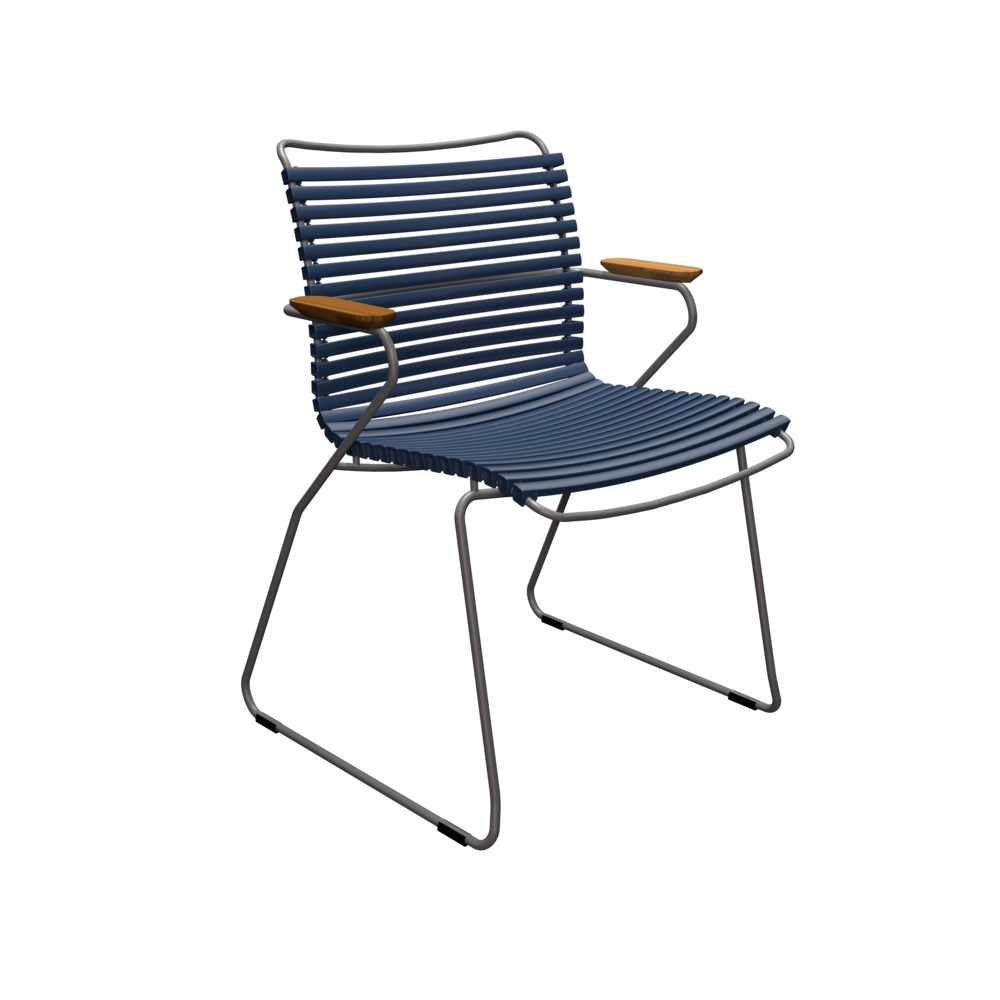 Крісло Click Dining Chair Bamboo Armrests Dark Blue
