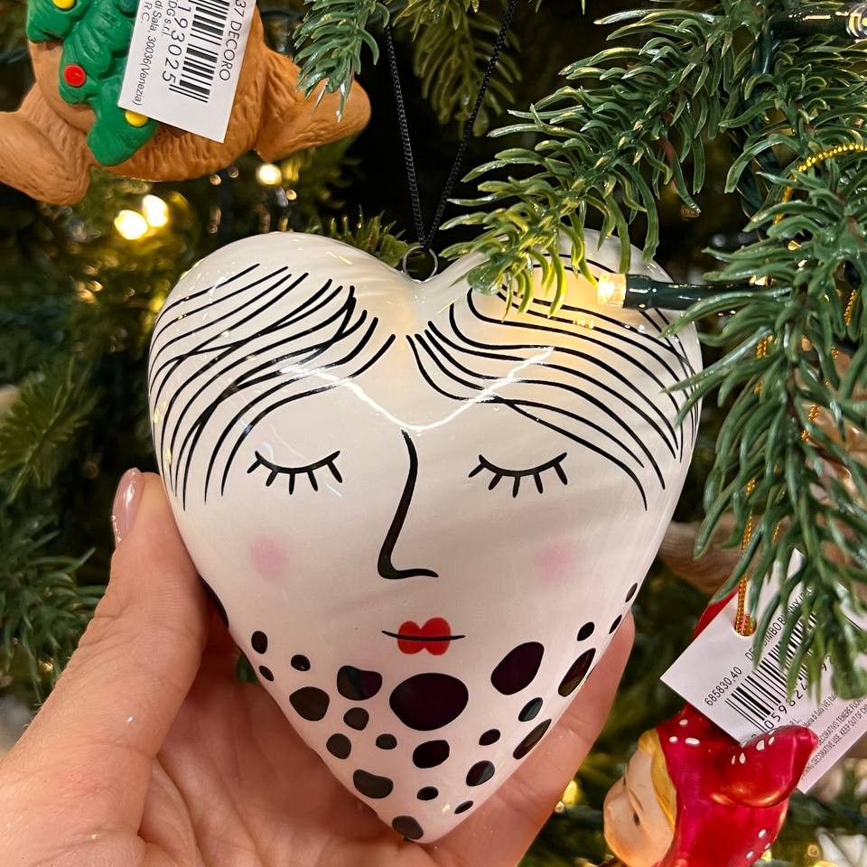 Новорічна іграшка Cuore Faccia Ceramica H10
