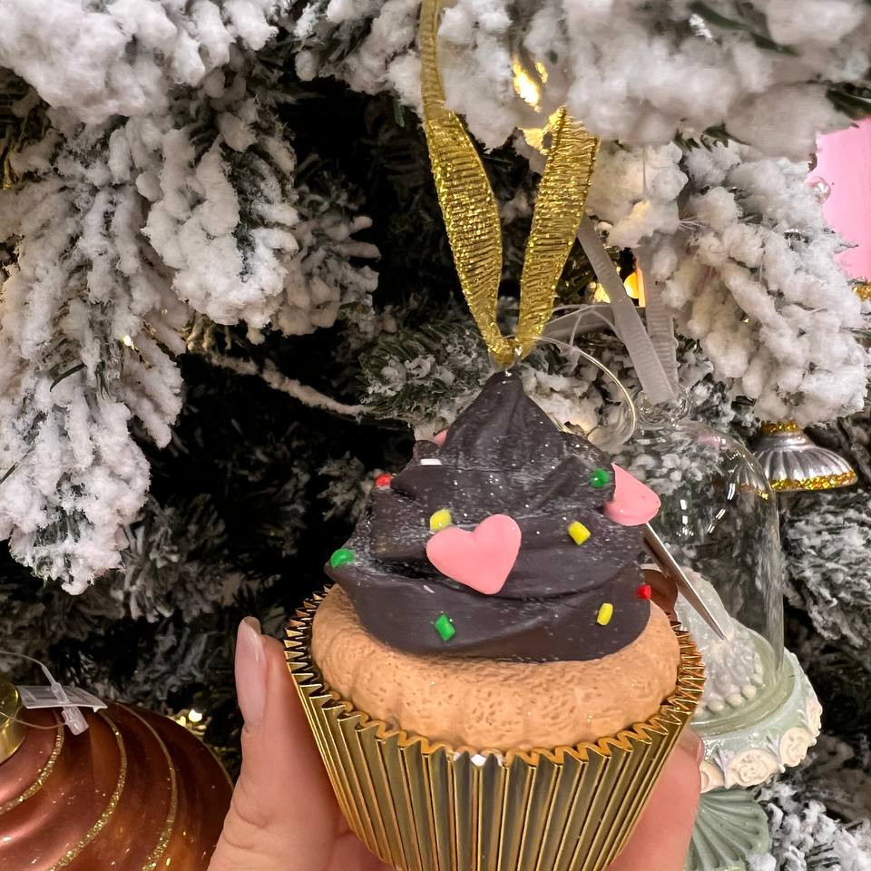 Новорічна іграшка Cupcake Gold Clay  H8 03