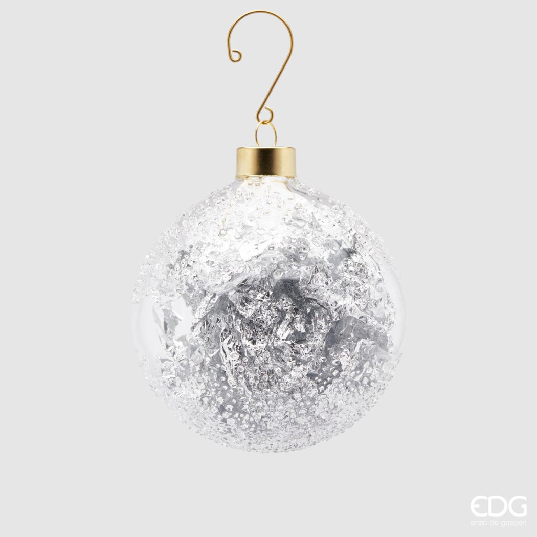 Новорічна іграшка Palla Vetro Foil Silver D10