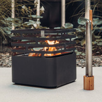 Wooden base for blow poker and fire tongs