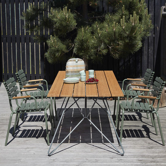 Крісло Reclips Dining Chair Bamboo Armrests Olive Green